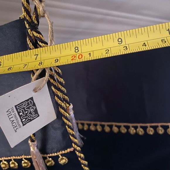 Ten Thousand Villages Beaded Elephant Velour Dark Blue and Gold Stockings x 4 - Picture 14 of 15